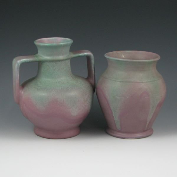 Muncie Matte Green & Purple Vases (Two) - Mint