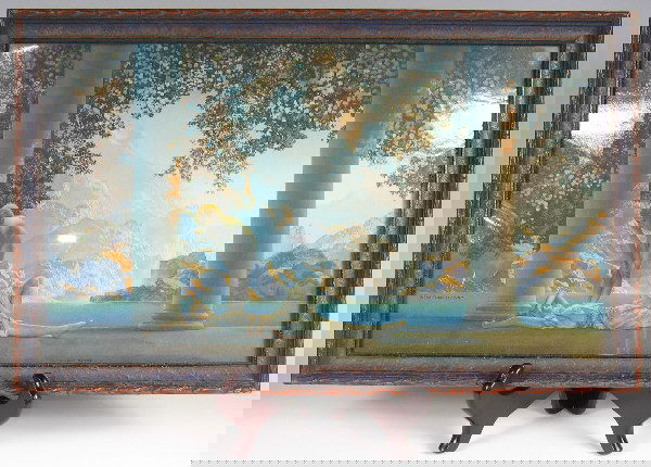 Maxfield Parrish "Daybreak" in Original Frame : Maxfield Parrish print "Daybreak" in original frame and glass. The girl standing is the artist's daughter Jean while the girl laying down is the grandaughter of William Jennings Bryan (US Presidential