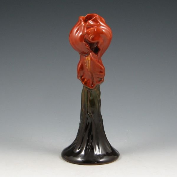 Weller L'Art Nouveau Iris Bud Vase - Mint: Weller L'Art Nouveau bud vase in the form of an iris done in high gloss finish. Unmarked. Mint. 7 5/8" tall.