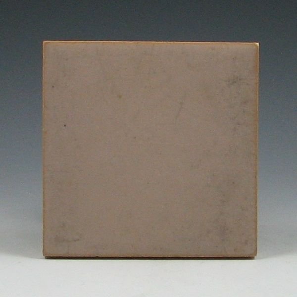 Rookwood Faience 6" Tile: Rookwood faience tile in gray. Marked with RP logo. Typical small nicks to edges. 6" square.