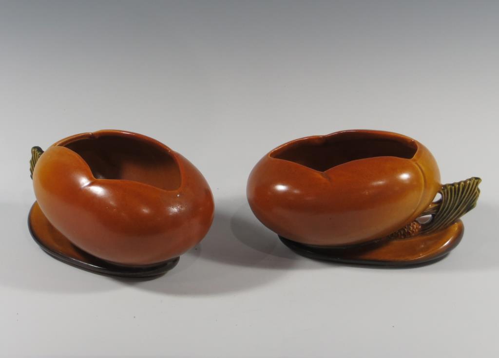 Pair of Roseville Brown Pine Cone Planters (1 of 1)