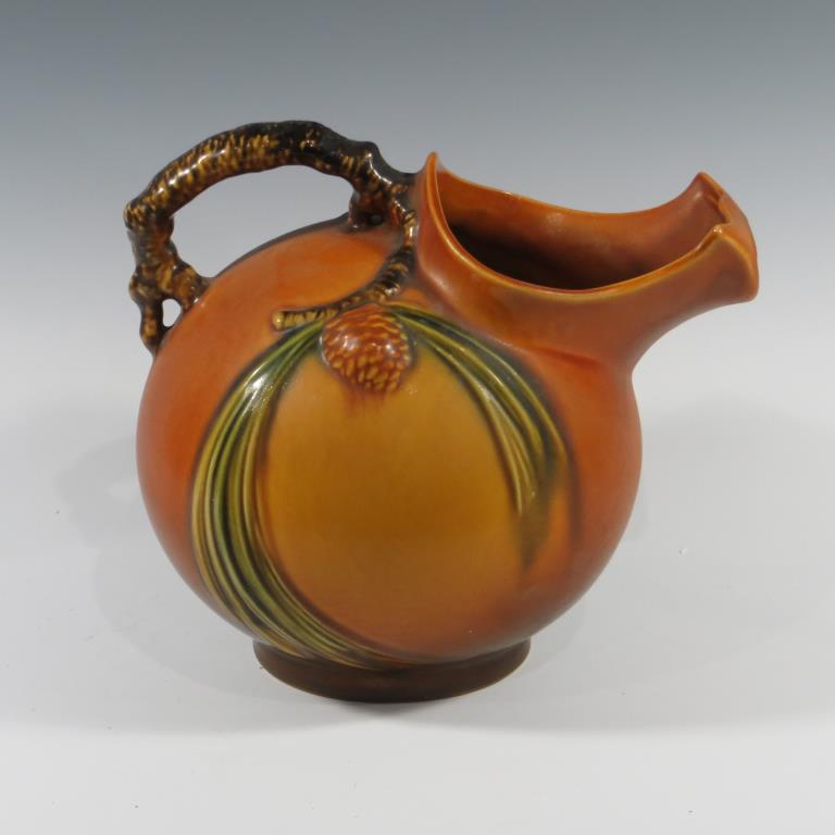 Roseville Brown Pine Cone Ice Lip Pitcher (1 of 2)
