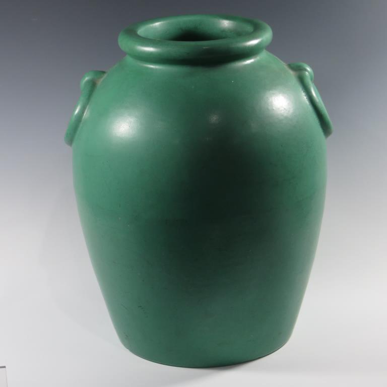 Pfaltzgraff Large Matte Green Ring Handle Vase (1 of 2)