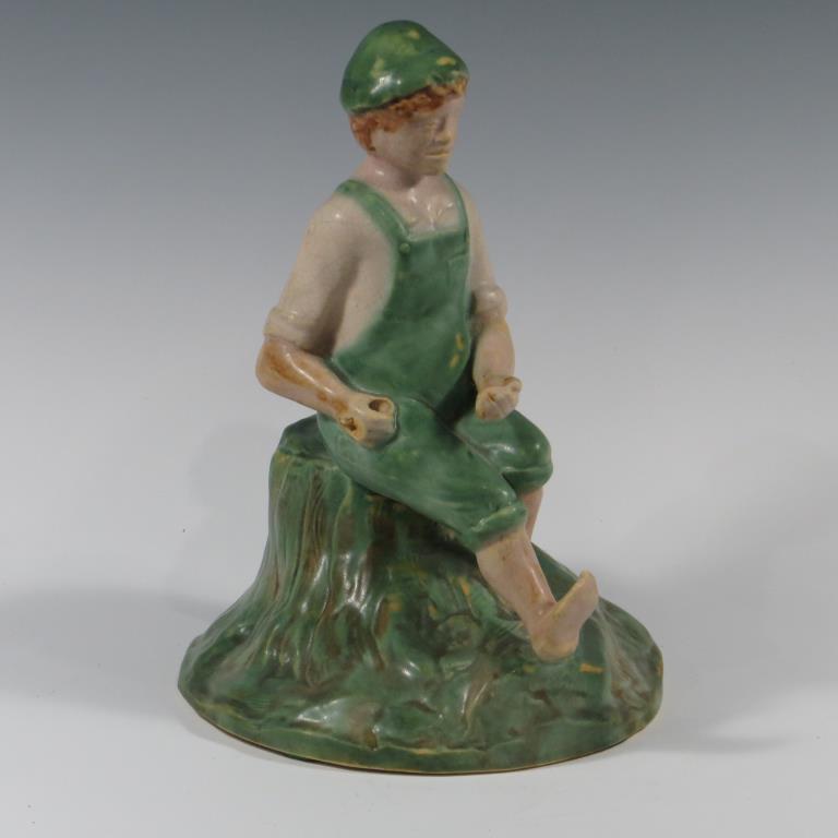 Brush McCoy Fisher Boy - Excellent: Brush McCoy Fisher Boy. Unmarked. Excellent condition with typical chips around hand for fishing pole. 9" tall