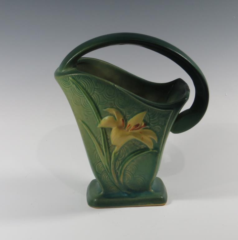 Roseville Zephyr Lily Green Basket - Mint (1 of 2)