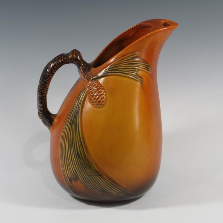 Roseville Brown Pine Cone Pitcher - Excellent (1 of 3)