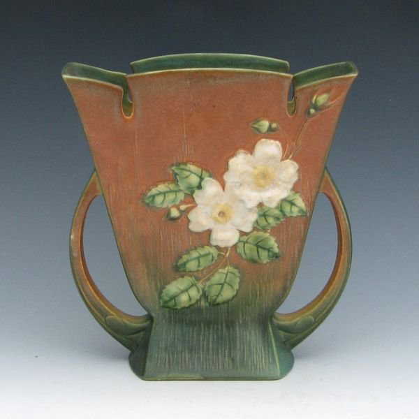 285 Roseville White Rose 9879" Vase Mint
