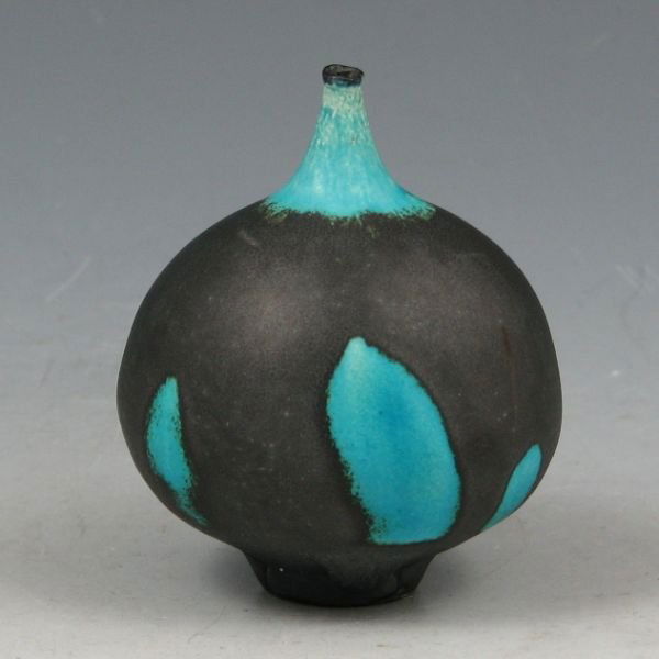 Rose Cabat Turquoise & Gray 2 3/4" Feelie - Mint: Rose Cabat Feelie in turquoise and gunmetal gray. Signed 441 CABAT 7. Mint. 2 3/4" tall by 2 1/4" wide.