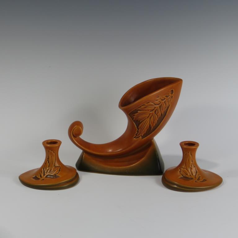 Roseville Silhouette Cornucopia & Candle Holders (1 of 2)