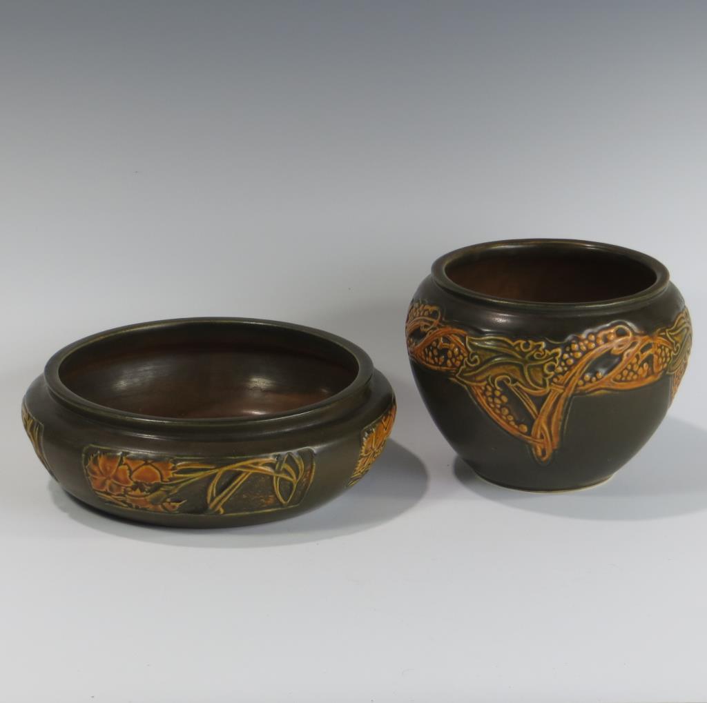 Roseville Panel Bowl & Rosecraft Jardiniere (1 of 1)