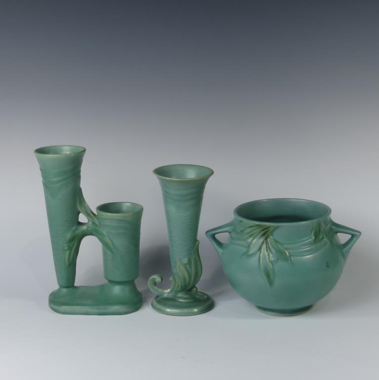 Roseville Velmoss Vases & Jardiniere (1 of 1)