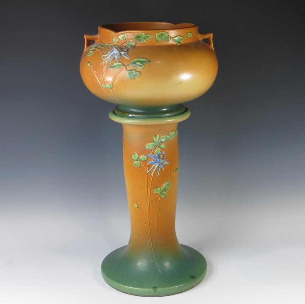 Roseville Columbine Jardiniere & Pedestal (1 of 1)