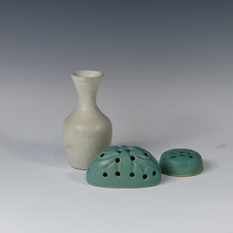Van Briggle Vase & Flower Frogs (1 of 1)