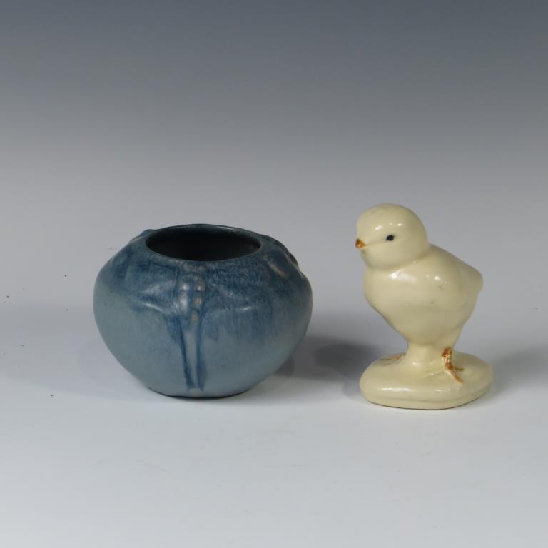 Early Van Briggle Cabinet Vase & Brush Pottery Chick (1 of 1)