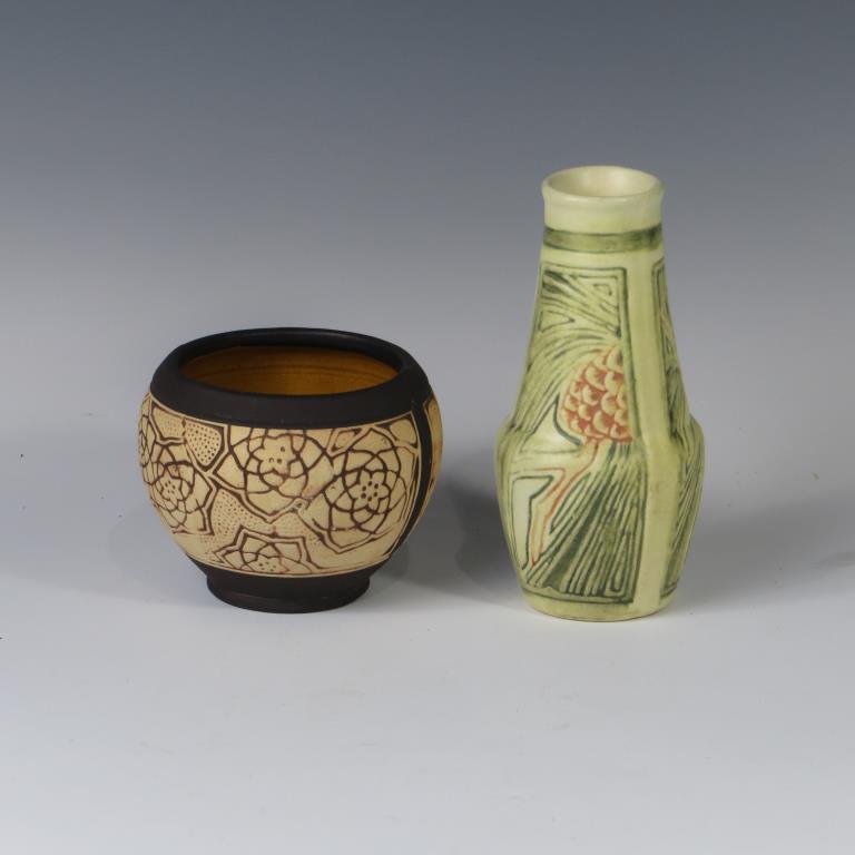 Weller Claywood Jardiniere & Weller Vase (1 of 1)