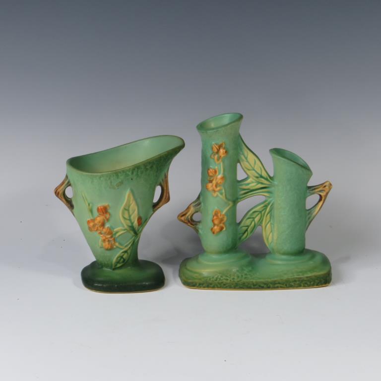 Roseville Bittersweet Vase & Double Bud Vase (1 of 1)