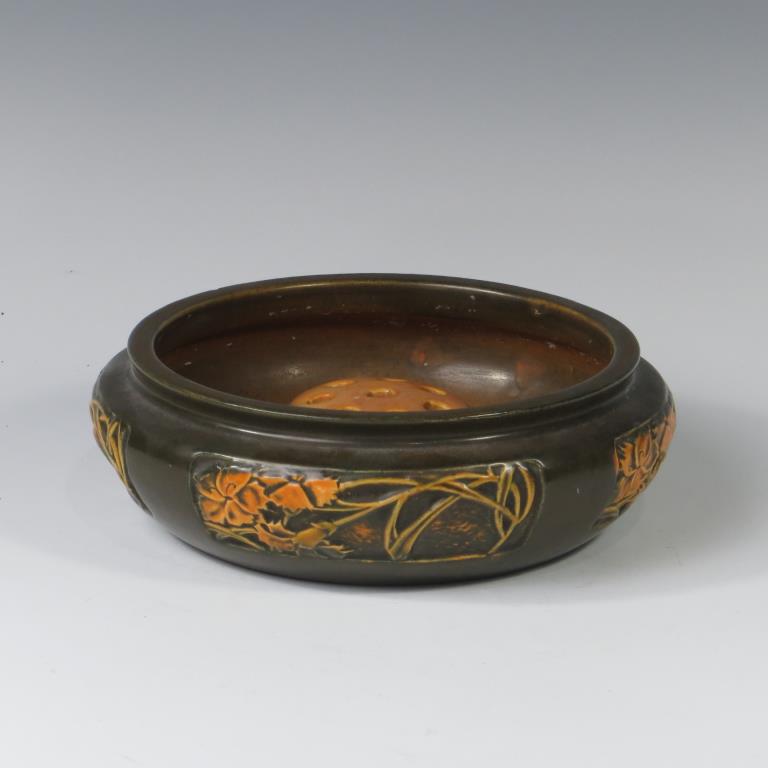 Roseville Panel Bowl & Flower Frog (1 of 1)