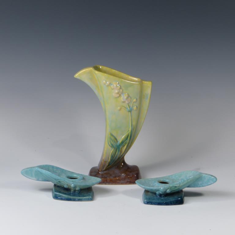 Roseville Wincraft Vase & Candle Holders (1 of 2)