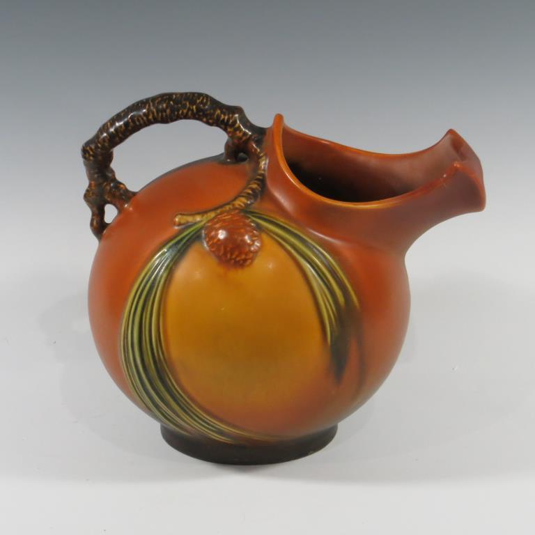 Roseville Brown Pinecone Ice Lip Pitcher (1 of 1)
