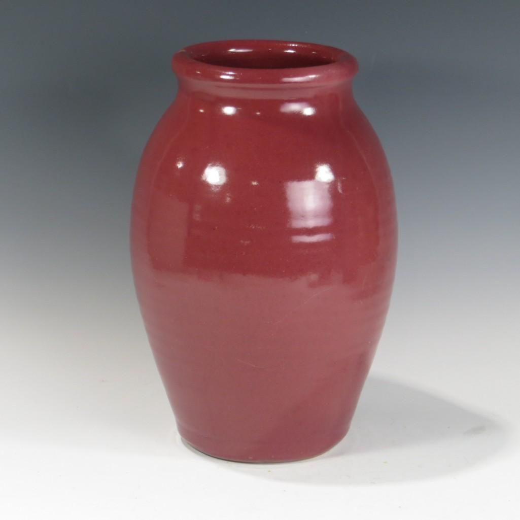 Large Zanesville Stoneware Red Vase (1 of 1)