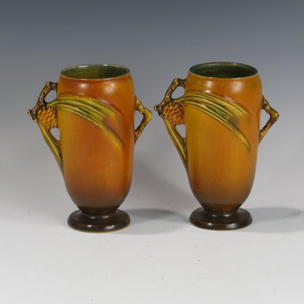 Roseville Brown Pinecone Vases (1 of 1)