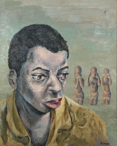 Portrait of a Young Man (with "See No Evil…" monke: Portrait of a Young Man (with "See No Evil…" monkeys) by Roman E. Johnson. Undated. Oil or Acrylic.