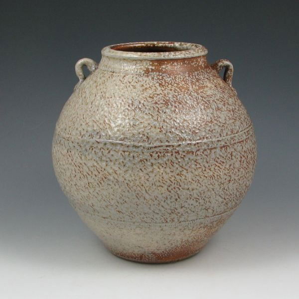 Billy Cooper 8" Handled Vase - Mint: Billy Cooper handled vase. Marked with a small impressed mark and signed on the bottom. Mint. 8" tall.