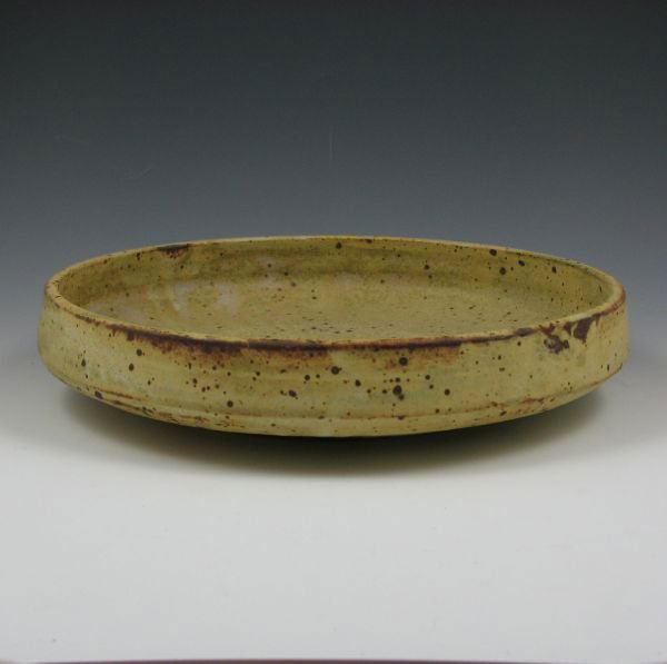 Warren MacKenzie 12 1/4" Low Bowl - Mint: Warren MacKenzie low bowl in yellow. Unsigned. Mint. 12 1/4" wide by 2 1/2" tall.