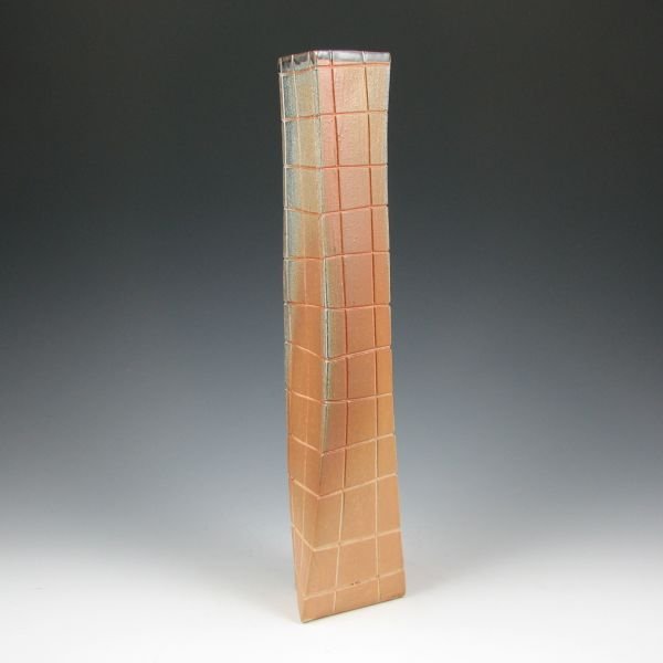 Amanda St. Hilaire-Grubich 15 1/2" Vase - Mint: Amanda St. Hilaire-Grubich vase with incised square motif. Signed Signed Amanda StHL. Mint. 15 1/2" tall. Ludington, Michigan, USA.
