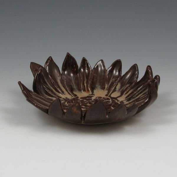 Rae Marie Crisel 6 1/2" Flower Dish - Mint: Rae Marie Crisel flower dish. Signed RMC. Mint. 6 1/2" in diameter.