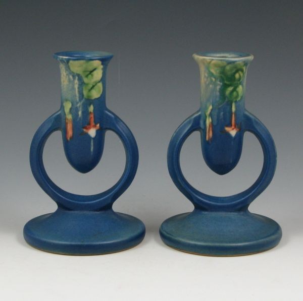 Roseville Fuchsia 1133-5" Candleholders - Mint