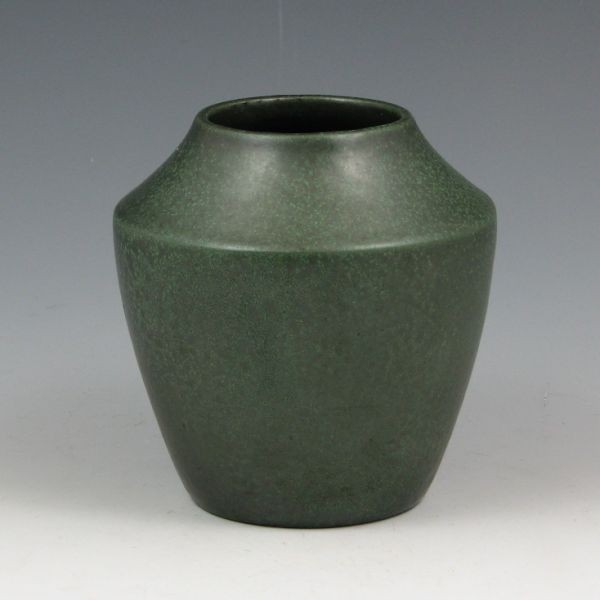 Teco Mottled Matte Green 4 1/8" Vase w/ Label