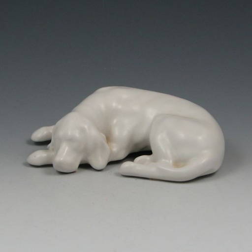 Roseville Ivory Dog Figurine Mint W/ Label