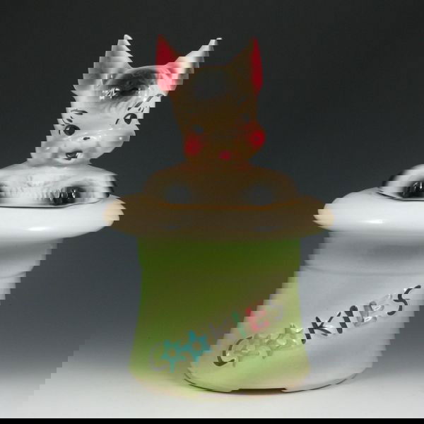 American Bisque Rabbit In Hat Cookie Jar - Excel.: American Bisque rabbit in hat cookie jar. Marked USA. Excellent condition. 12 1/8" tall.