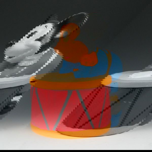 Mickey Mouse On Drum Cookie Jar - Excellent: Mickey Mouse on drum cookie jar. Marked © Walt Disney Productions - 864. Excellent condition. 11 3/4" tall.