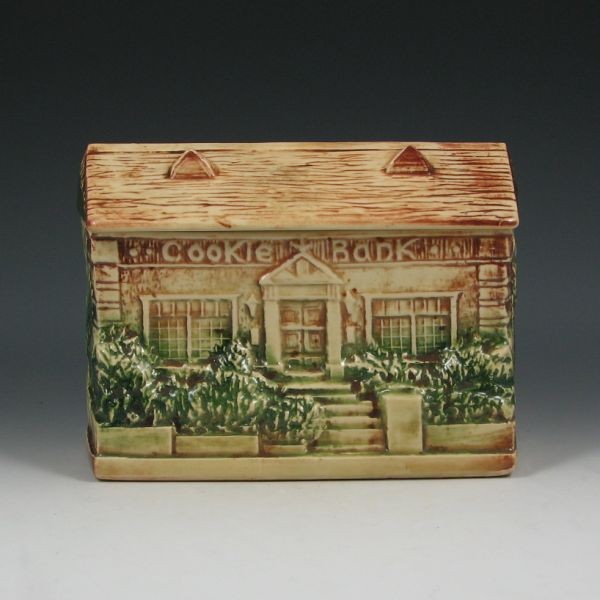 McCoy Cookie Bank Cookie Jar - Excellent: McCoy cookie bank cookie jar with bank lid. Marked McCoy USA. Excellent condition. 6 1/2" tall by 9 1/4" wide.