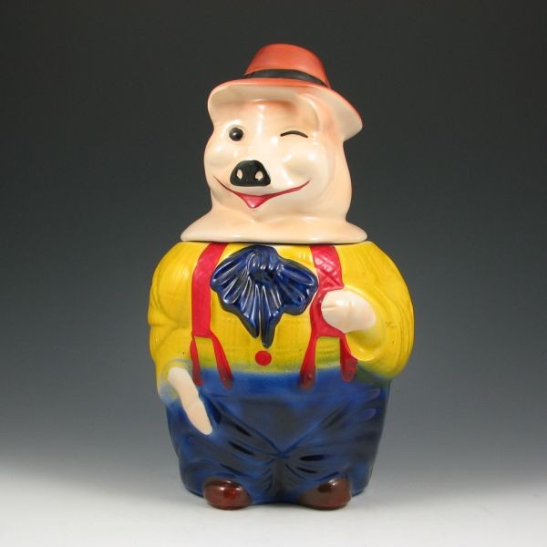McCoy Winking Pig Cookie Jar - Excellent: McCoy winking pig cookie jar. Marked 150 USA. Excellent condition. 13" tall.