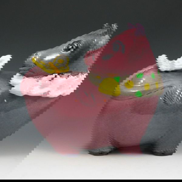 Metlox Purple Cow & Butterfly Cookie Jar - Excel.: Metlox purple cow with yellow butterfly cookie jar (uncommon colors). Marked Metlox Calif. USA. Excellent condition. 10" tall by 11" long.