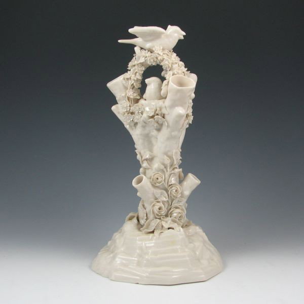 Belleek Bird Tree Stump Vase - 2nd Black