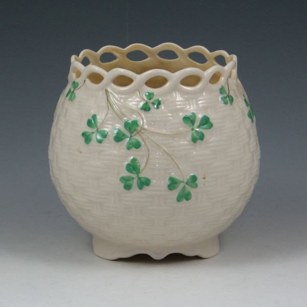 Belleek Shamrock Pierced Tub Vase - 2nd Black