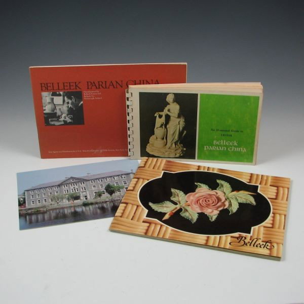 Belleek Ephemera Lot: Lot of Belleek ephemera including An Illustrated Guide to Irish Belleek Parian China, two Belleek factory catalogs and a postcard. Very good to excellent condition.