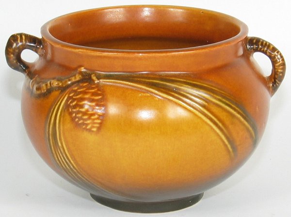 Roseville Pine Cone 400-4" Jardiniere in Brown