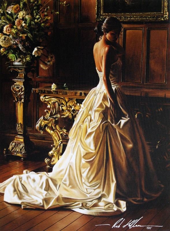 Lost In Thought by Rob Hefferan - Giclee on Canvas -: "Lost In Thought" by Rob Hefferan - Giclee on Canvas - Love and Romance. This Giclee on Canvas measures approx. 27.5H x 20W Inches as shown. This item has been certified authentic and ships with a Cer
