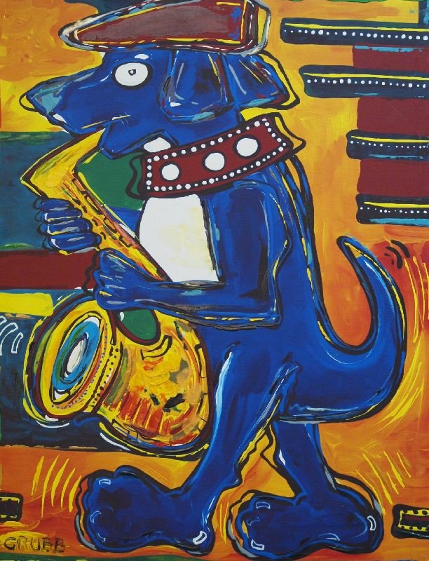 Jazz Dog by Lisa Grubb Giclee on Canvas