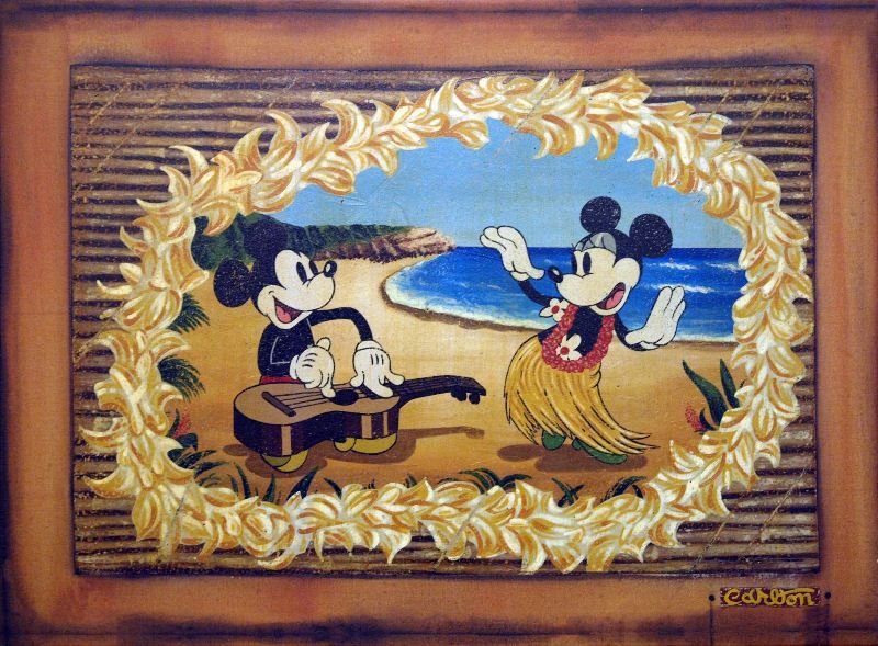 Hula in Paradise by Trever Carlton - Giclee on Canvas: "Hula in Paradise" by Trever Carlton - Giclee on Canvas - Animation & Cartoon. This Giclee on Canvas measures approx. 23H x 32W Inches as shown. This item has been certified authentic and ships with a