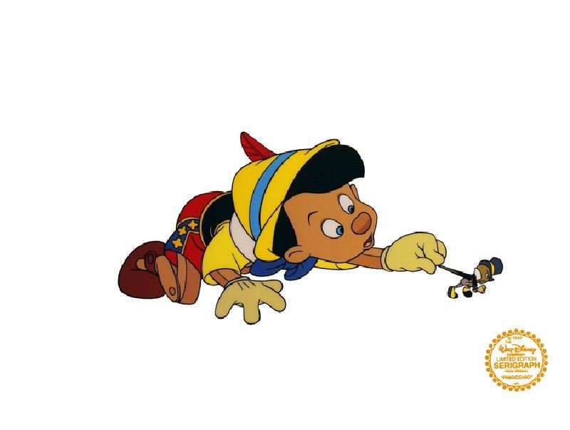 Pinocchio by Walt Disney - Animation Sericel: "Pinocchio" by Walt Disney - Animation Sericel - Animation & Cartoon. This Animation Sericel measures approx. 10.75H x 12W Inches as shown. This item has been certified authentic and ships with a Cert