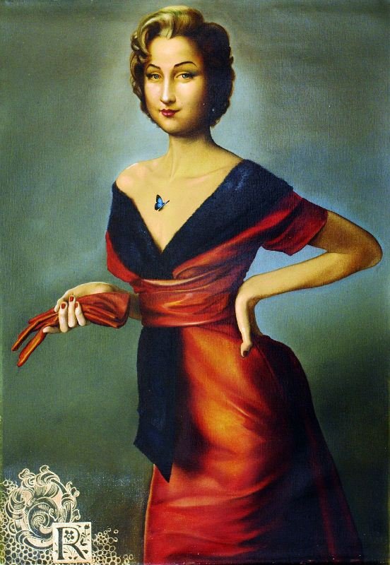 Homage to Mona Lisa (Marilyn Monroe) by Orlando Quevedo: "Homage to Mona Lisa (Marilyn Monroe)" by Orlando Quevedo - Original Oil on Canvas - Portrait. This Original Oil on Canvas measures approx. 29H x 21.75W Inches as shown. This item has been certified a