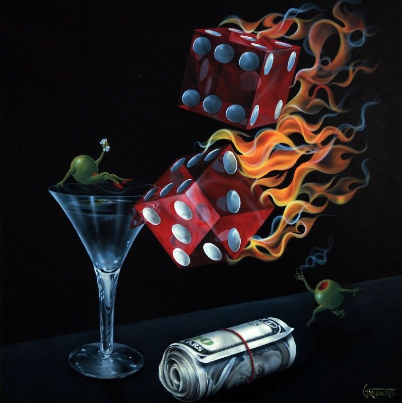 Shoot The Wad by Michael Godard - Fine Art Print - Food: "Shoot The Wad" by Michael Godard - Fine Art Print - Food & Drink. This Fine Art Print measures approx. 11.5H x 11.5W Inches as shown. This item has been certified authentic and ships with a Certifica