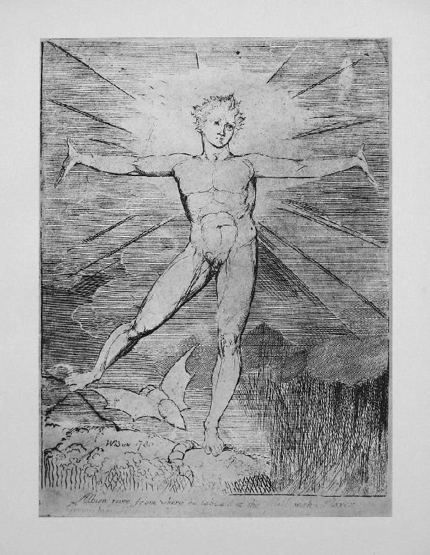 Glad Day or Morning by William Blake - Lithographic: "Glad Day or Morning" by William Blake - Lithographic Bookplate - Abstract. This Lithographic Bookplate measures approx. 10H x 7W Inches as shown. This item has been certified authentic and ships with