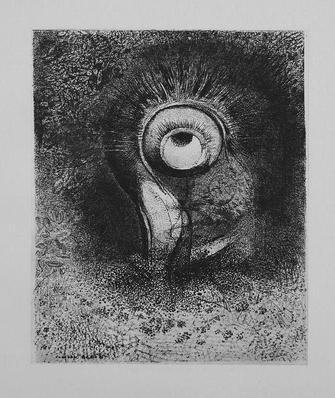 A Sea Anemone Opening Its Petals Revealing an Eye by: "A Sea Anemone Opening Its Petals Revealing an Eye" by Odilon Redon - Lithographic Bookplate - Abstract. This Lithographic Bookplate measures approx. 9H x 7.5W Inches as shown. This item has been cert